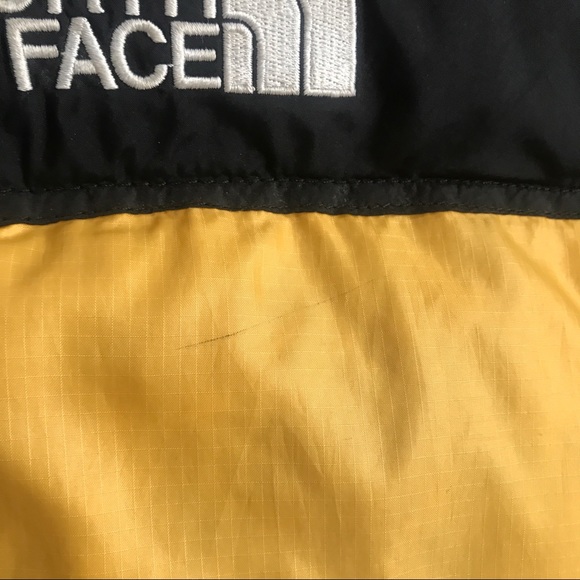 SOLD: VTG 90s North Face Nuptse 700 Down L Puffer VEST Stowable Hood Yellow - Picture 7 of 12